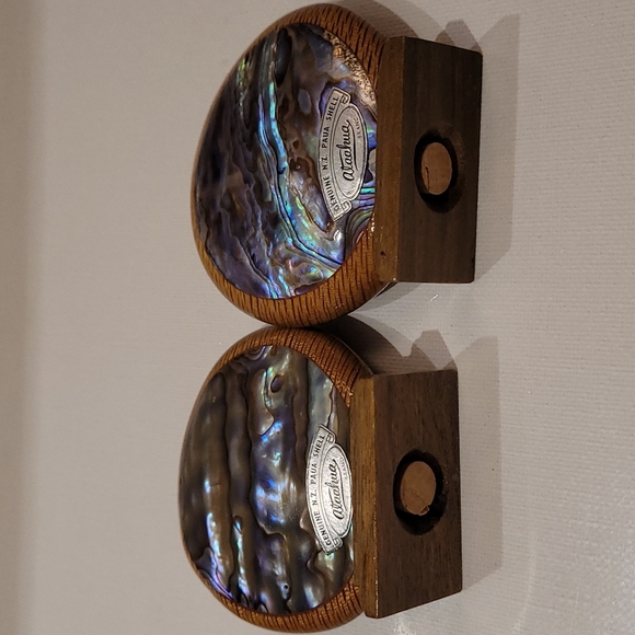 Vintage  Ataahua Genuine  New Zealand PAUA Shell 3" 2set - Picture 4 of 5
